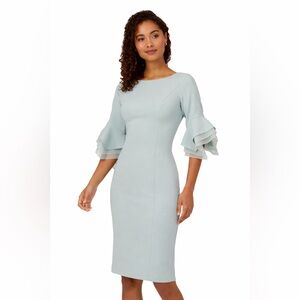Adrianna Papell Knit Crepe 3/4 Tiered Sleeve Sheath Dress